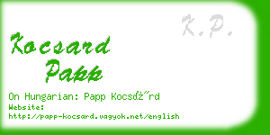 kocsard papp business card